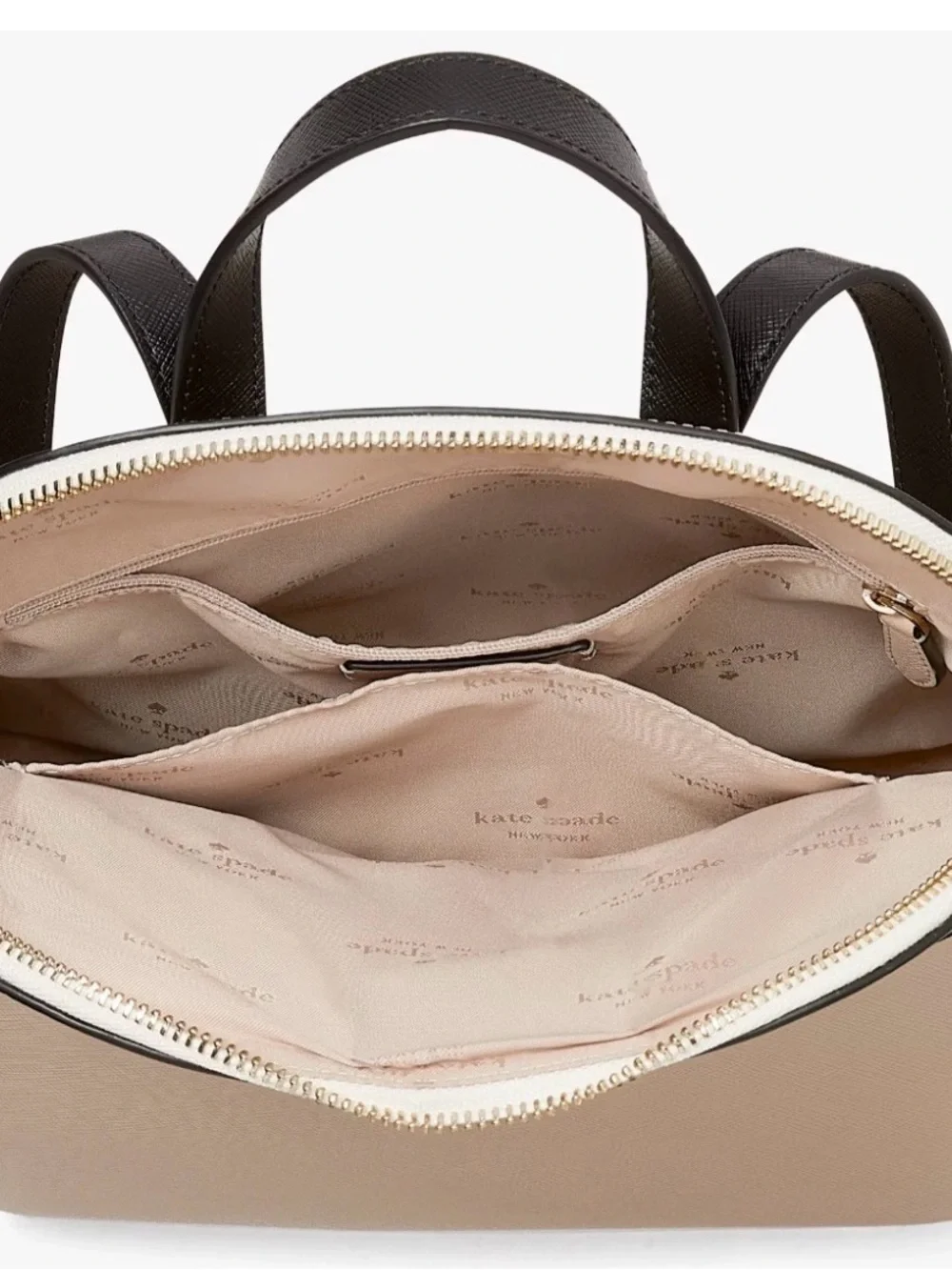 Kate Spade Staci Dome Backpack Beige & White Saffiano Leather Bag